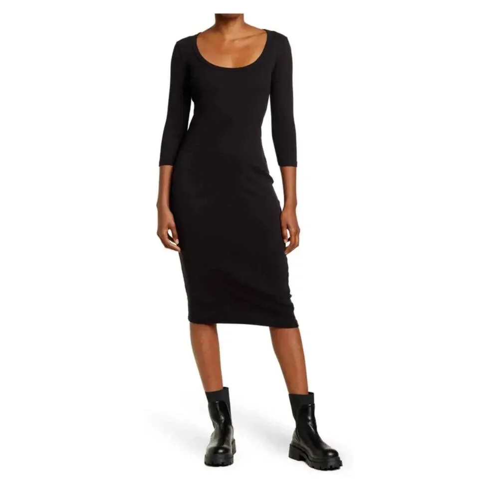 James Perse Long Sleeve Rib Dress Size 2 - Picture 1 of 9